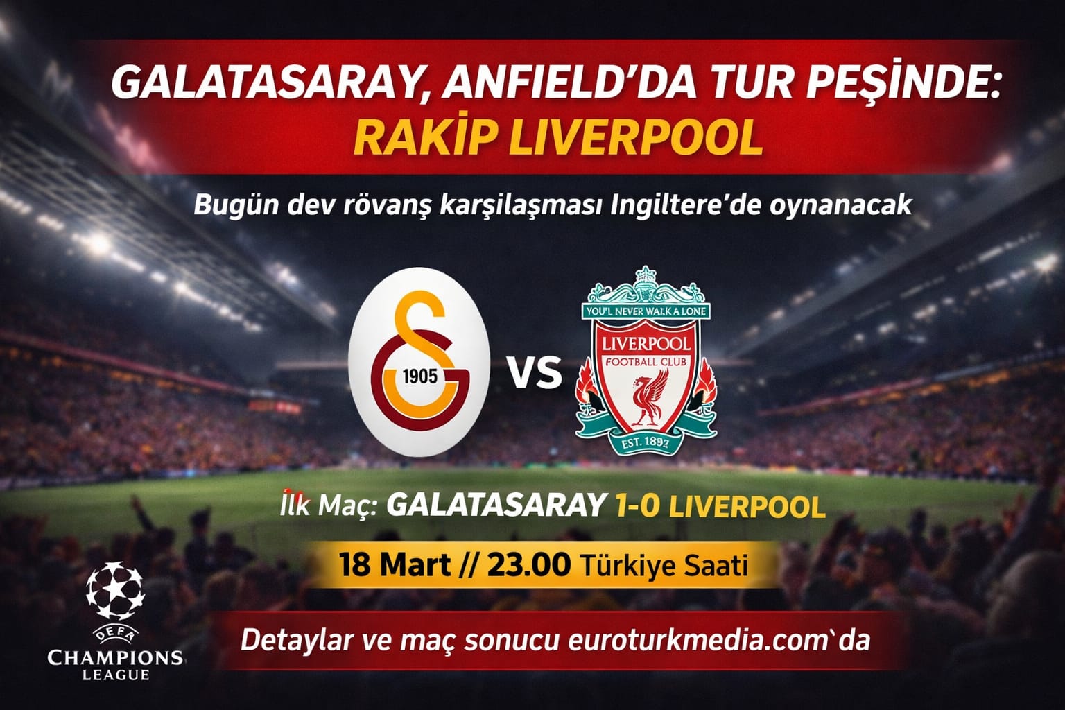 GALATASARAY, ANFIELD’DA TUR PEŞİNDE: RAKİP LIVERPOOL